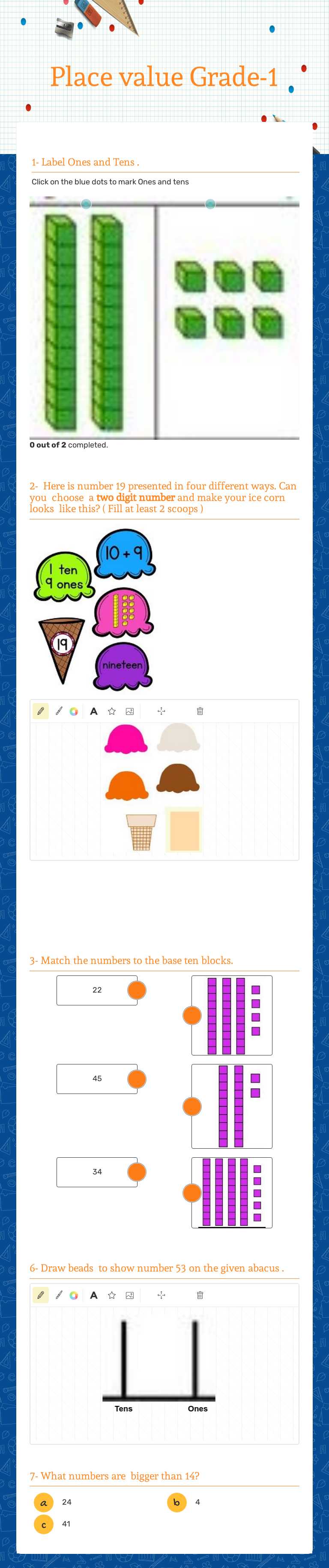 Place value
Grade-1 worksheet preview image