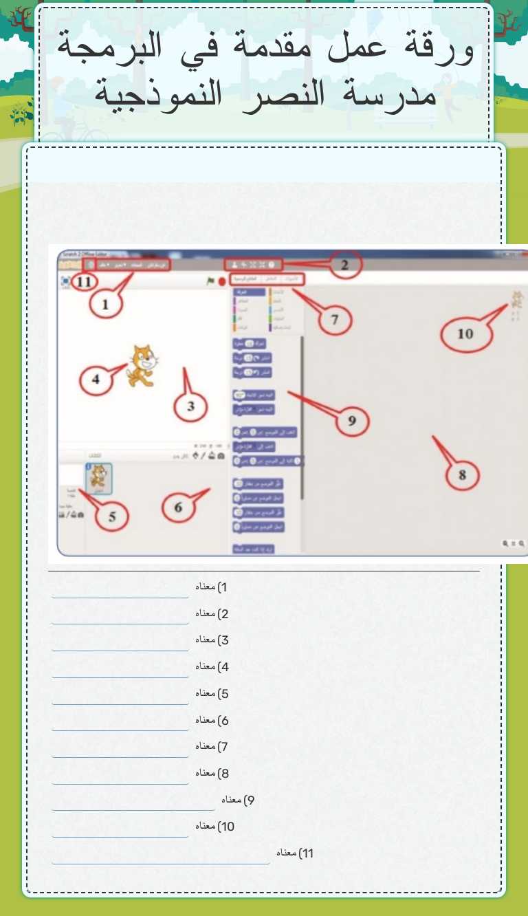 ورقة عمل مقدمة في البرمجة مدرسة النصر النموذجية worksheet preview image