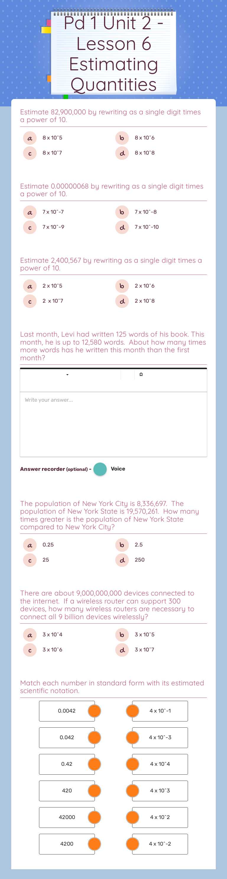 Master estimating quantities using scientific notation with our ...