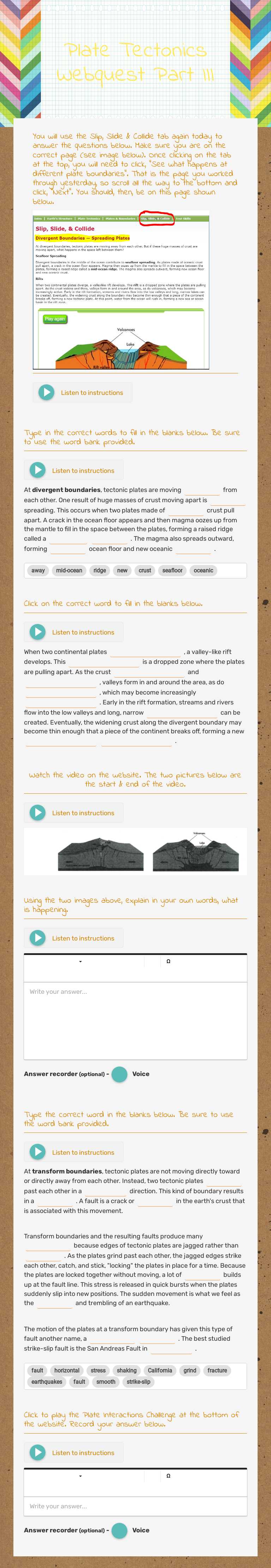Plate Tectonics Webquest
Part III worksheet preview image