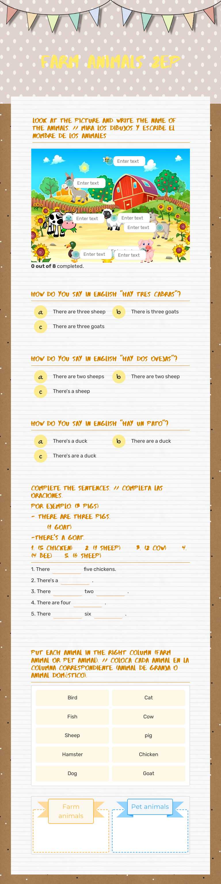 Farm animals 2EP worksheet preview image