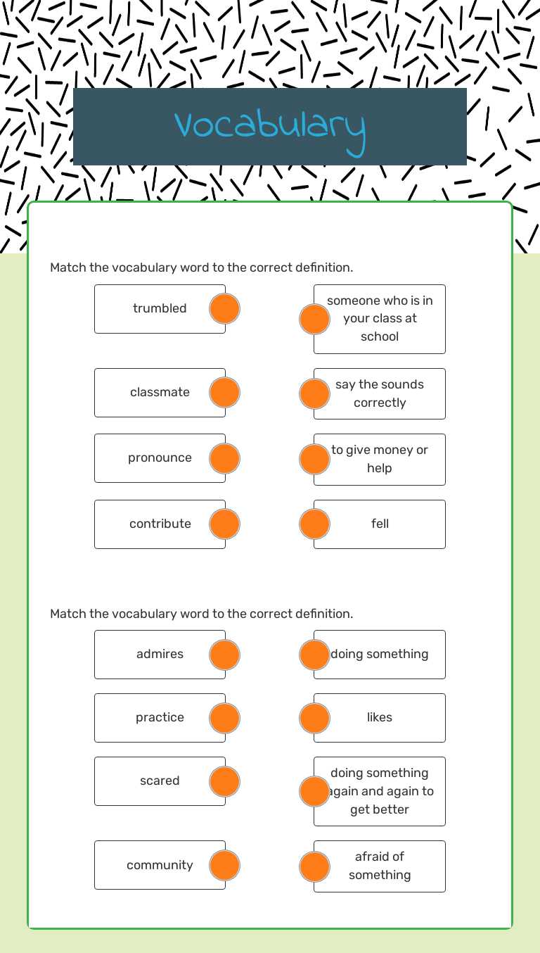 Vocabulary worksheet preview image