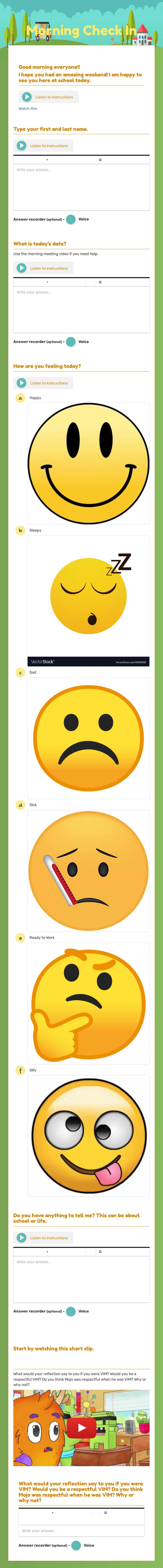 Morning Check In Preschool worksheet preview