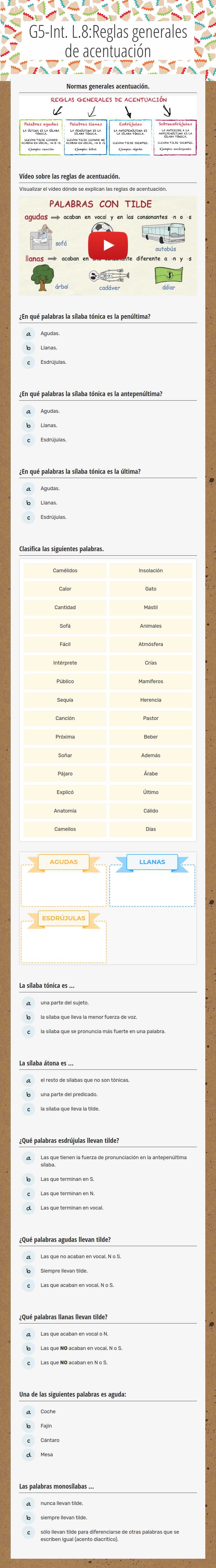G5-Int. L.8:Reglas generales de acentuación worksheet preview image