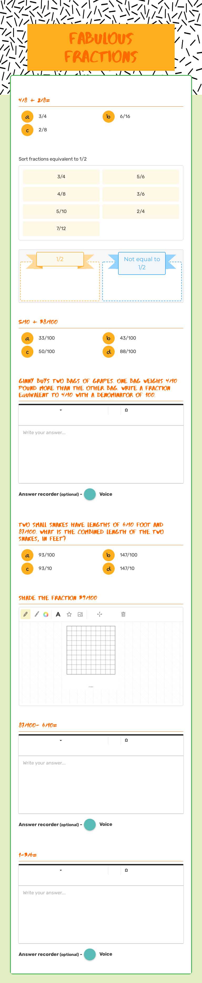 Fabulous Fractions worksheet preview image