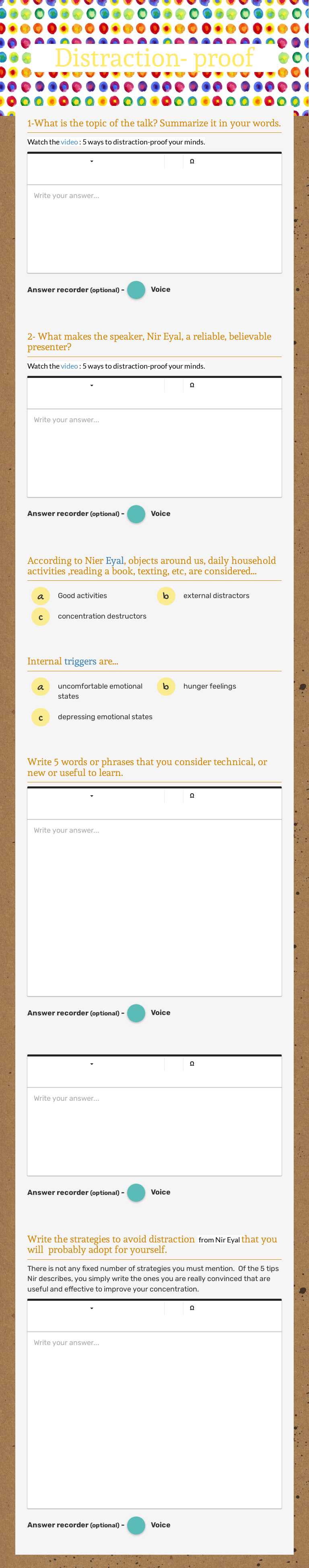 Distraction- proof worksheet preview image