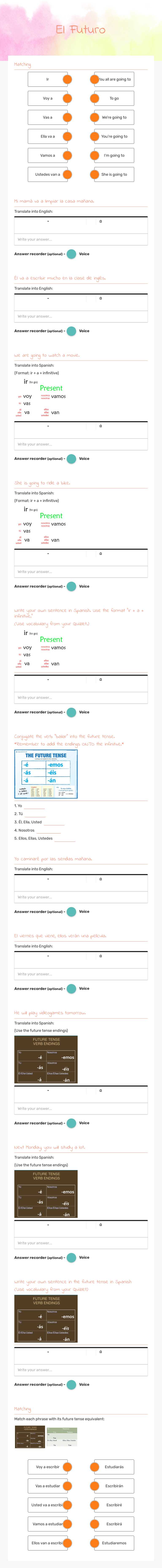 El Futuro worksheet preview image