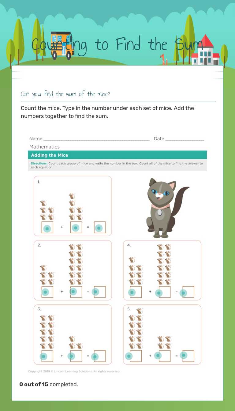 Counting to Find the Sum worksheet preview image