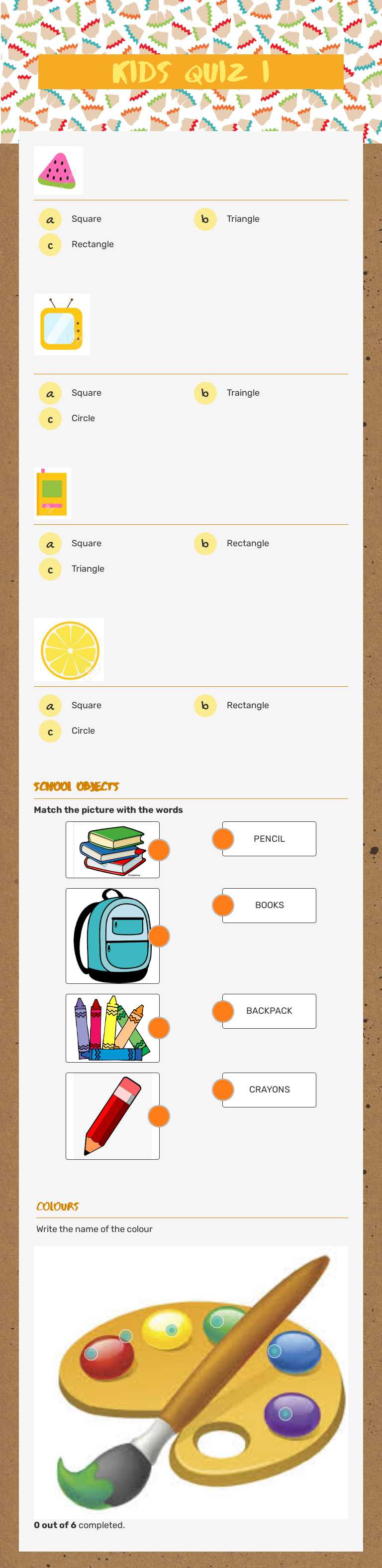 KIds quiz i worksheet preview image