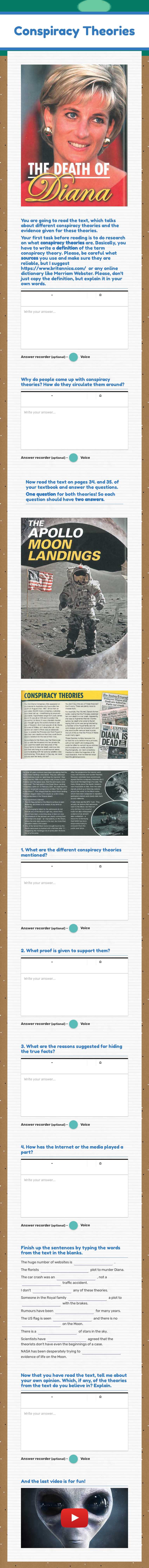 Conspiracy Theories Grade 11 worksheet preview