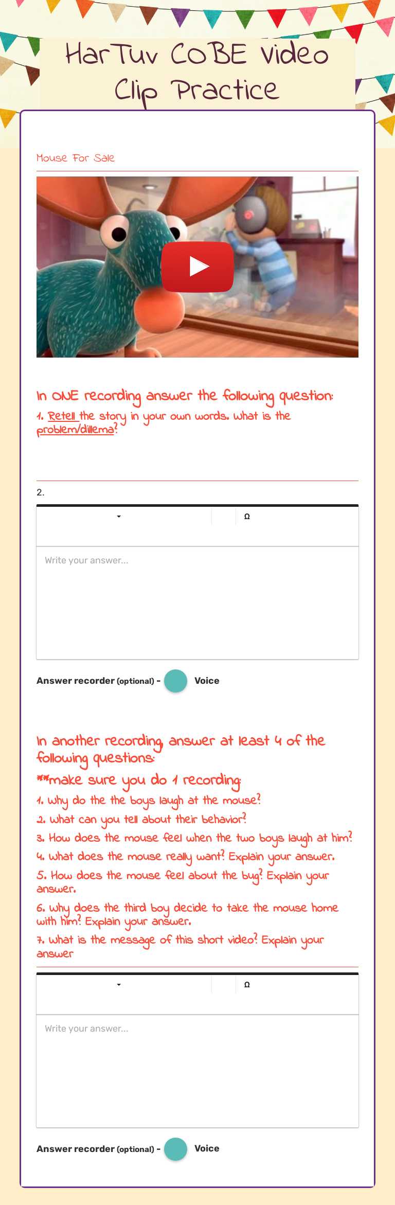 HarTuv COBE Video Clip Practice worksheet preview image