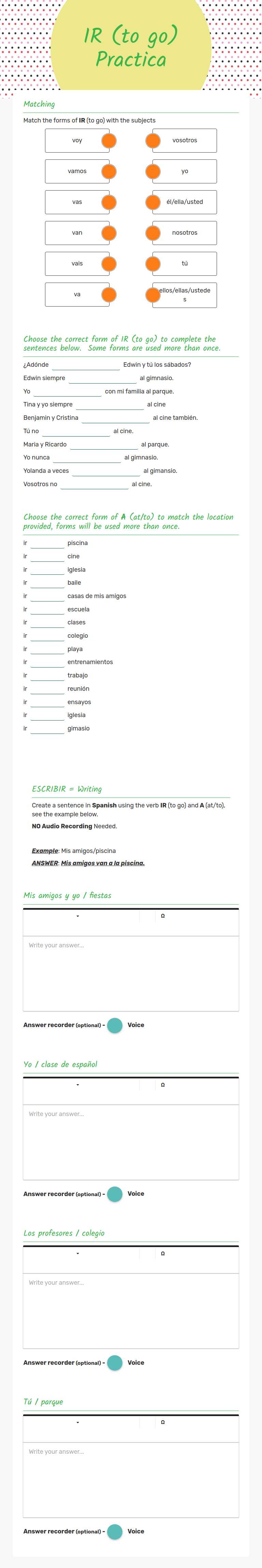 IR (to go) Practica worksheet preview image