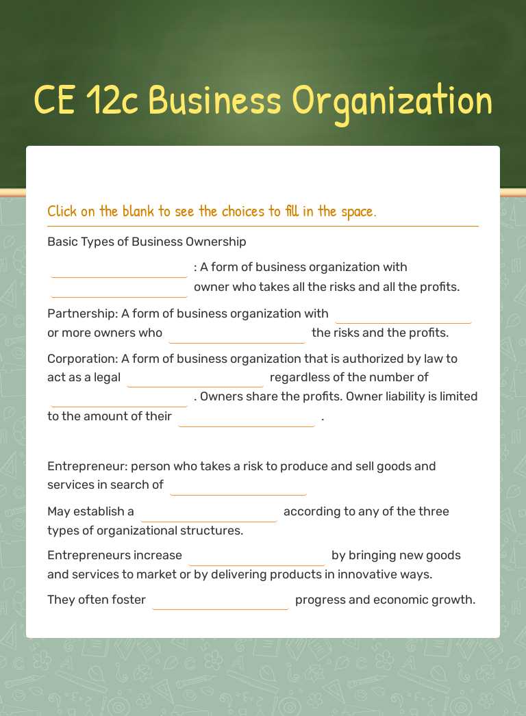 CE 12c Business Organization worksheet preview image