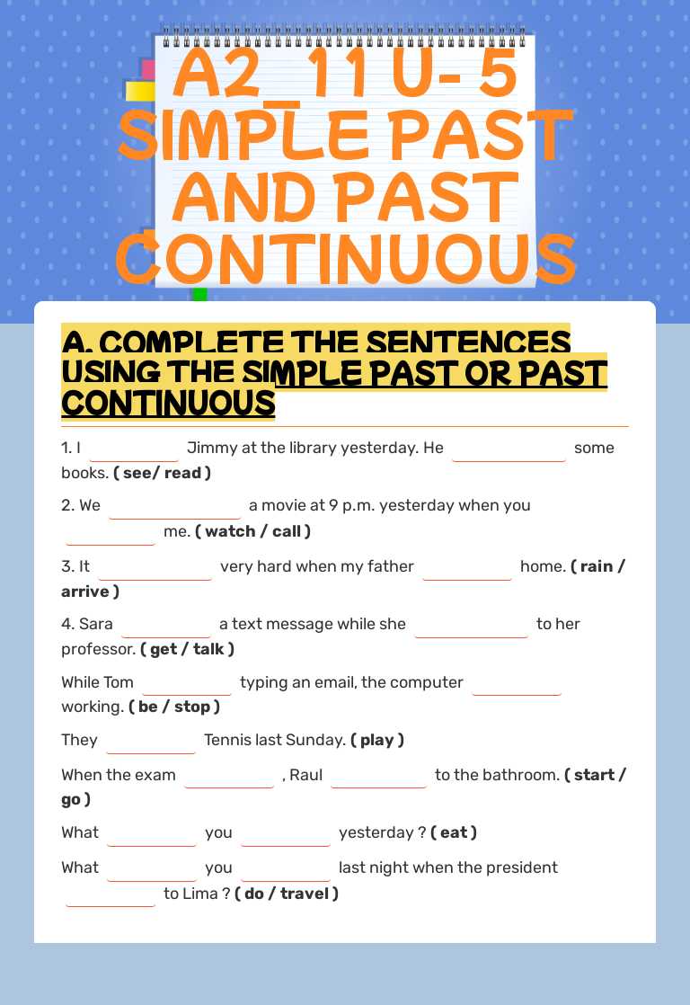 A2_11 U- 5 SIMPLE PAST AND PAST CONTINUOUS worksheet preview image
