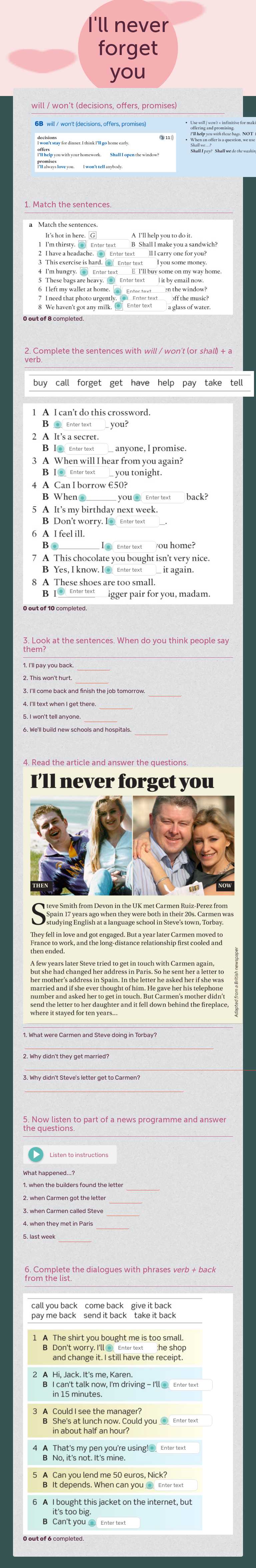I'll never forget you Other worksheet preview
