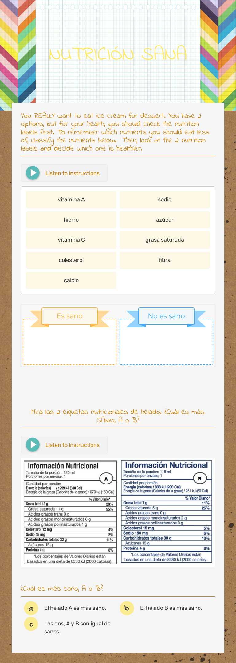 NUTRICIÓN SANA worksheet preview image