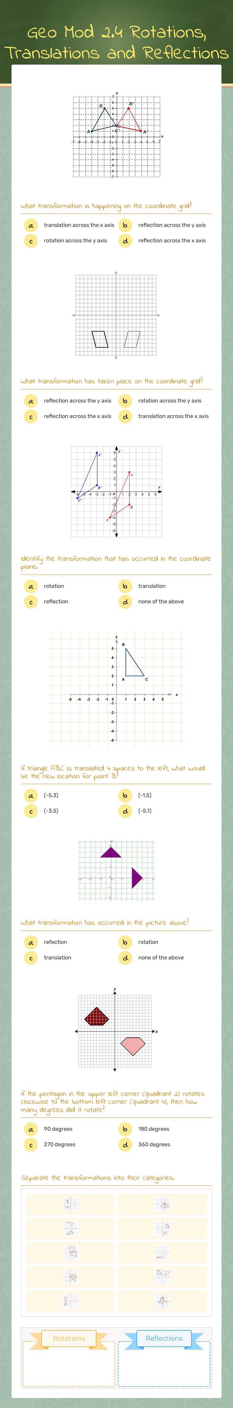 Geo Mod 2.4 Rotations, Translations and Reflections worksheet preview image