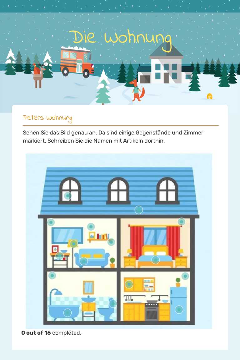 Die Wohnung worksheet preview image