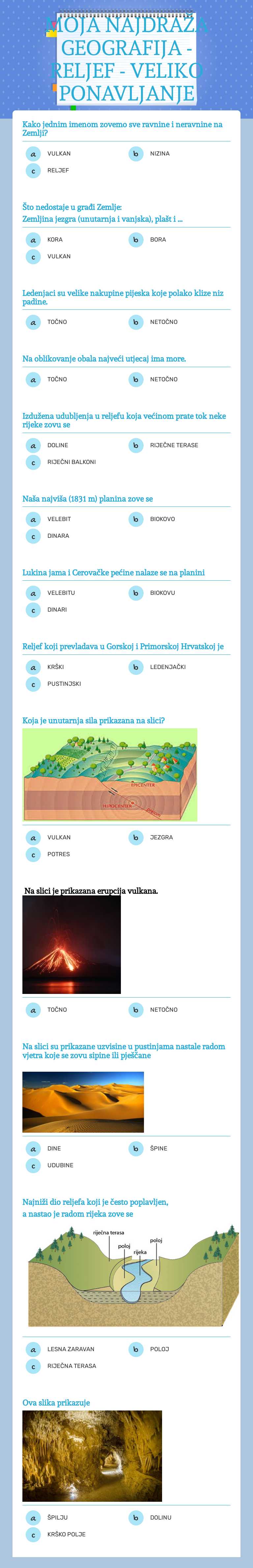 MOJA NAJDRAŽA GEOGRAFIJA -RELJEF - VELIKO PONAVLJANJE worksheet preview image
