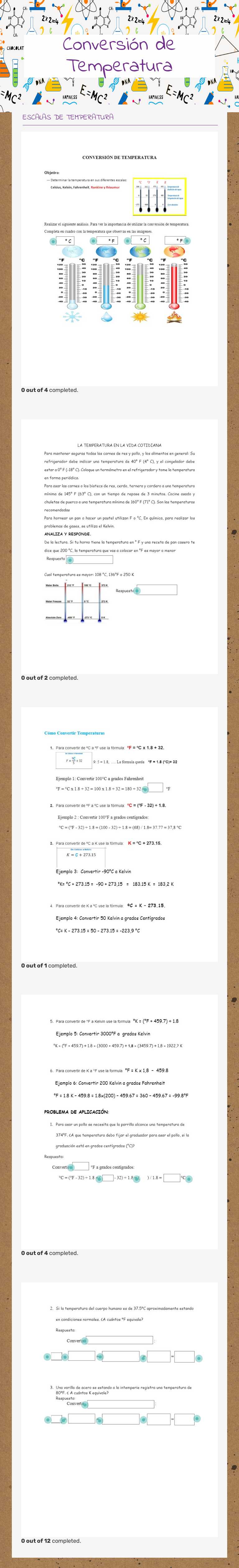 Conversión de Temperatura worksheet preview image