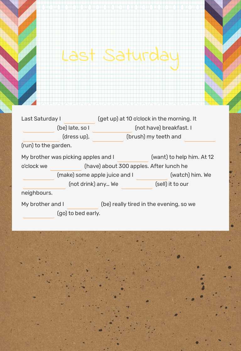 Last Saturday Grade 7 worksheet preview