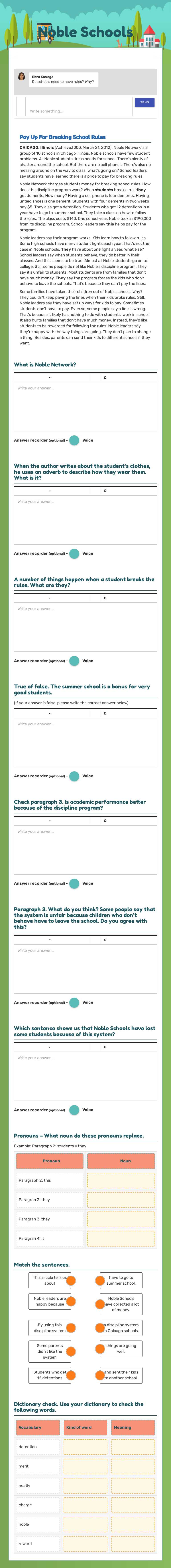 Noble Schools worksheet preview image