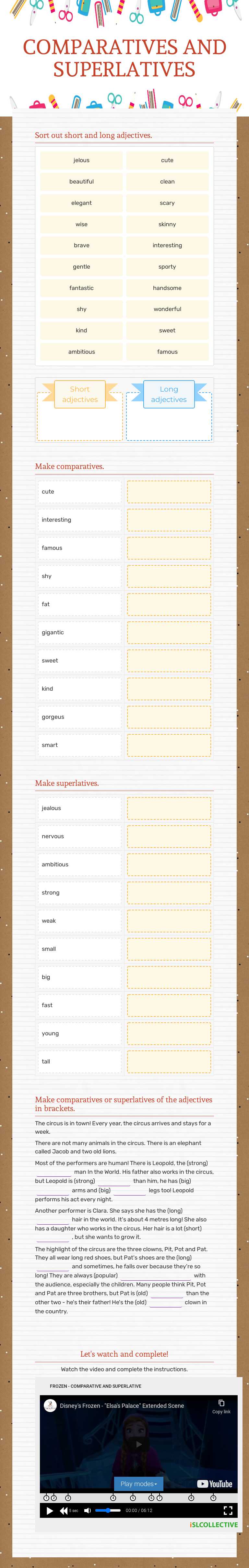 COMPARATIVES AND SUPERLATIVES worksheet preview image
