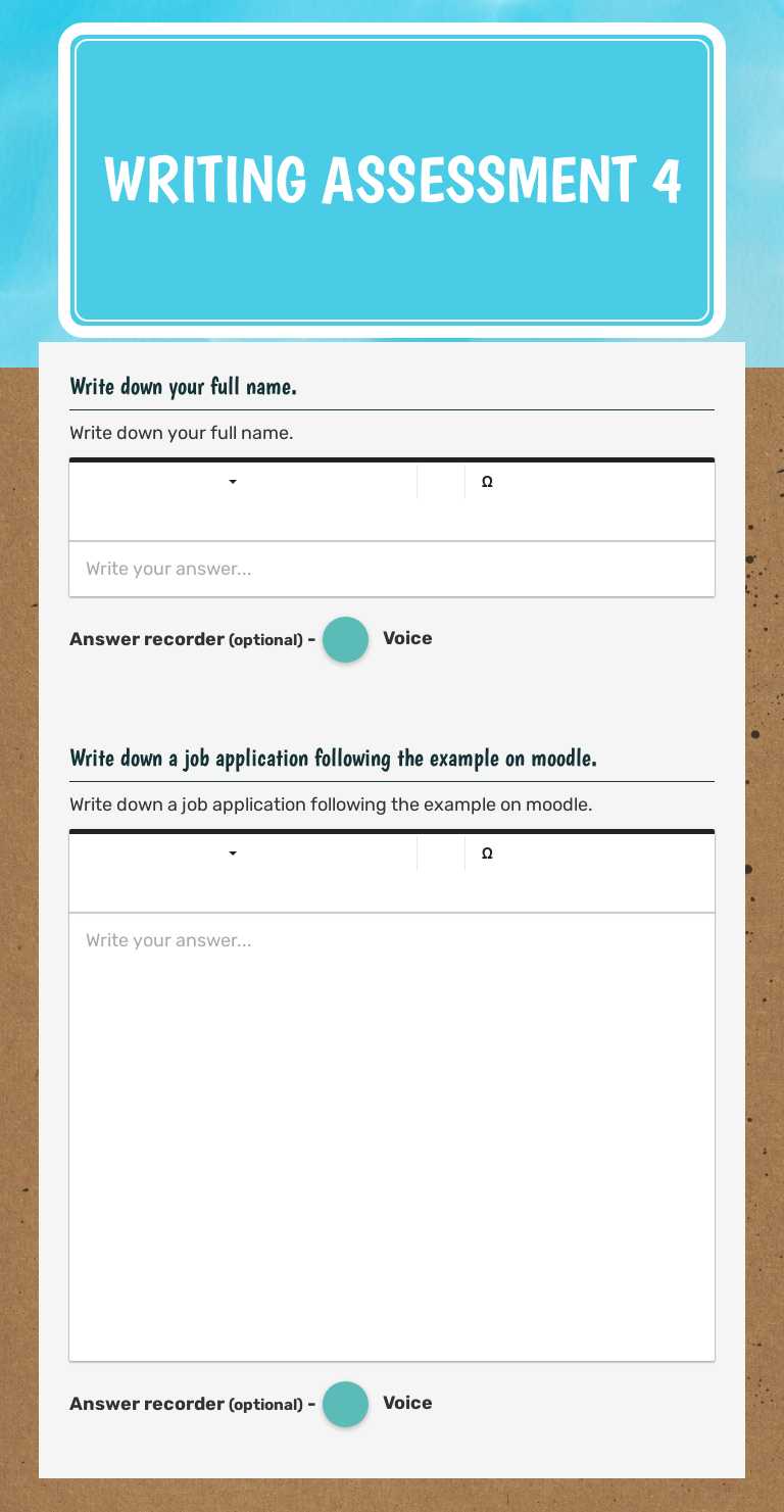 Writing assessment 4 worksheet preview image