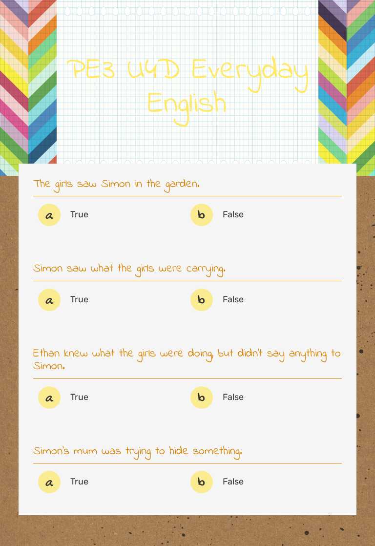 PE3 U4D Everyday English worksheet preview image