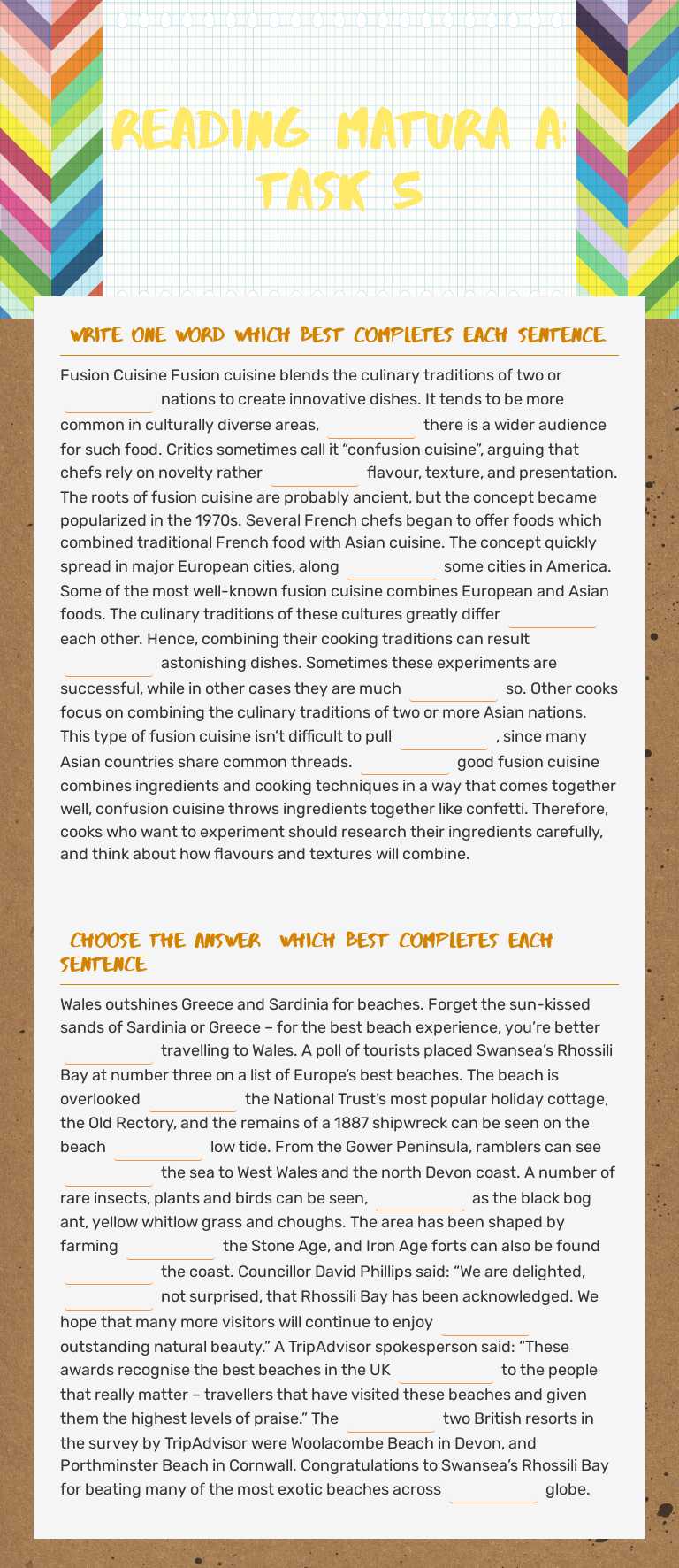 Reading Matura A: Task 5 worksheet preview image