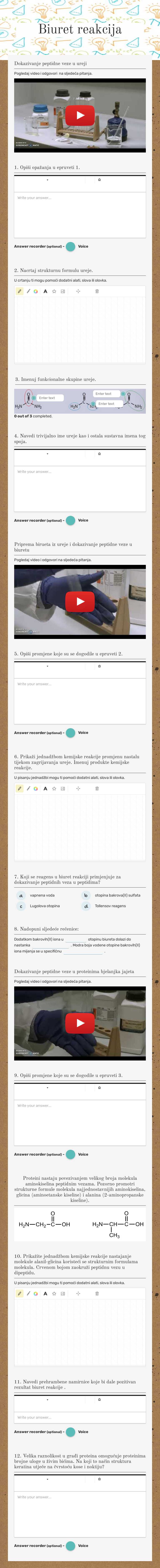 Biuret reakcija worksheet preview image