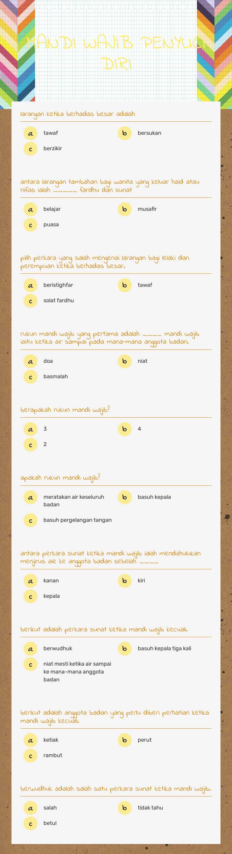 MANDI WAJIB PENYUCI DIRI worksheet preview image