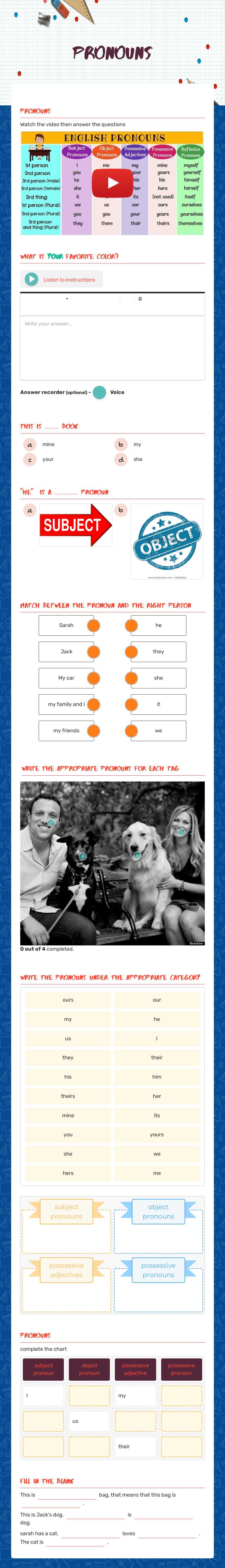 Pronouns Grade 5 worksheet preview