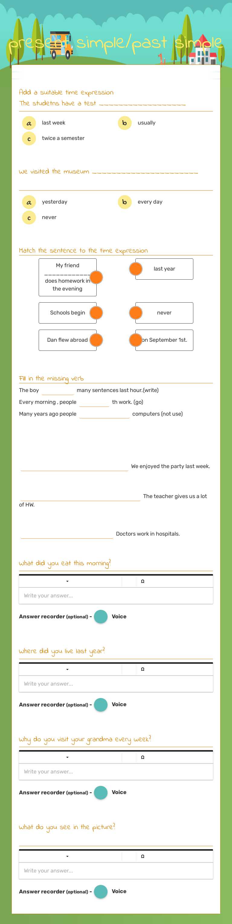 present simple/past simple worksheet preview image