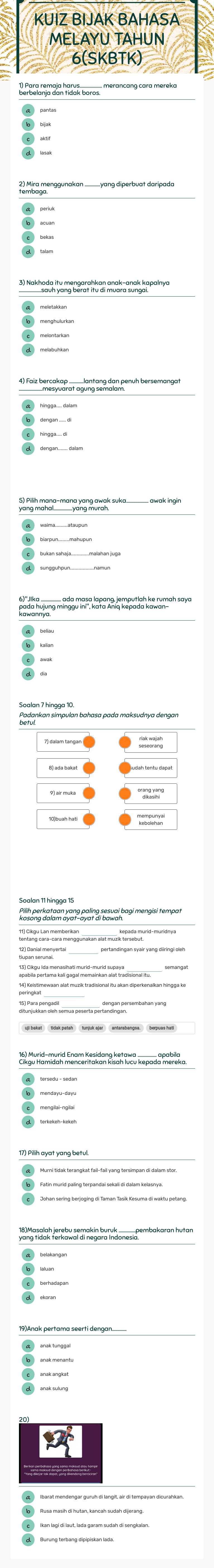 KUIZ BIJAK
BAHASA MELAYU
TAHUN 6(SKBTK) worksheet preview image