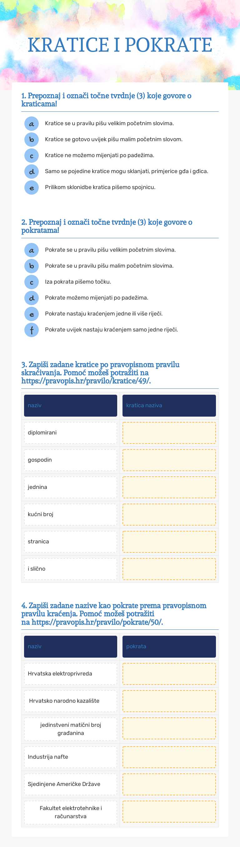 KRATICE I POKRATE worksheet preview image