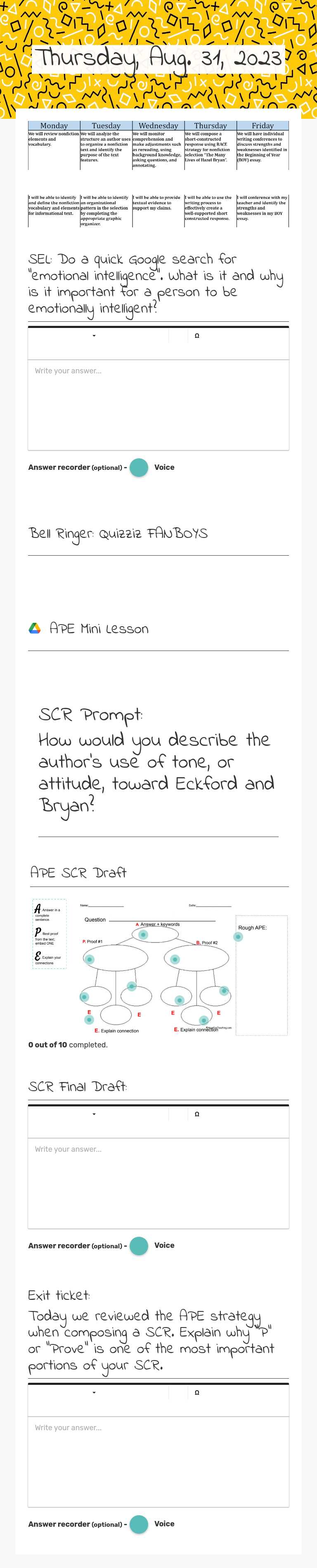 Thursday, Aug. 31, 2023 worksheet preview image