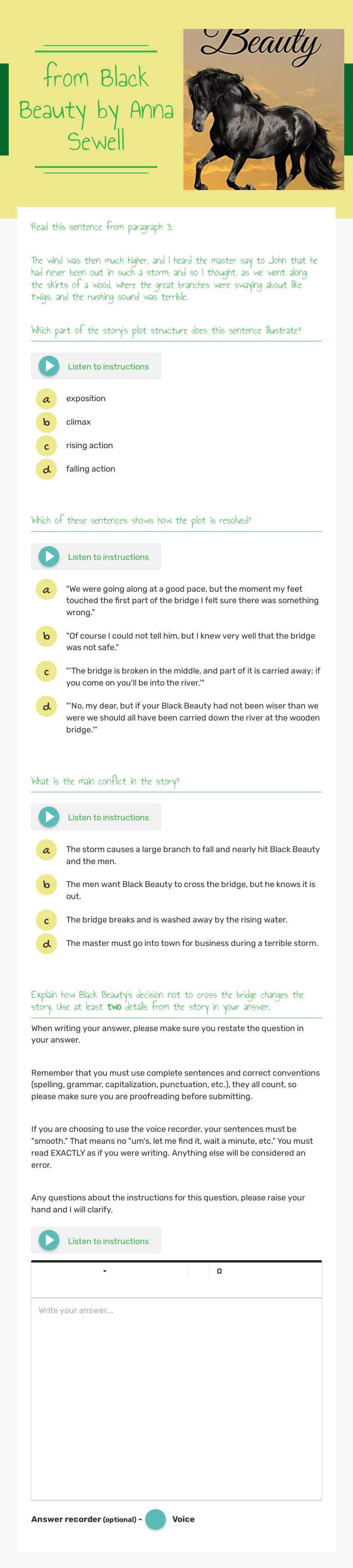 from Black Beauty by Anna Sewell worksheet preview image