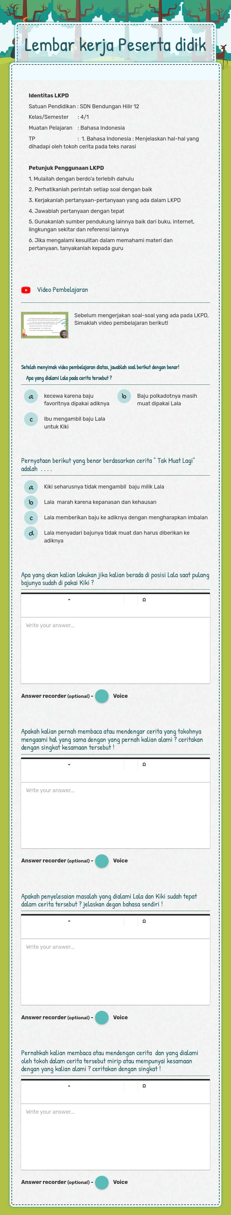 Lembar kerja Peserta didik worksheet preview image