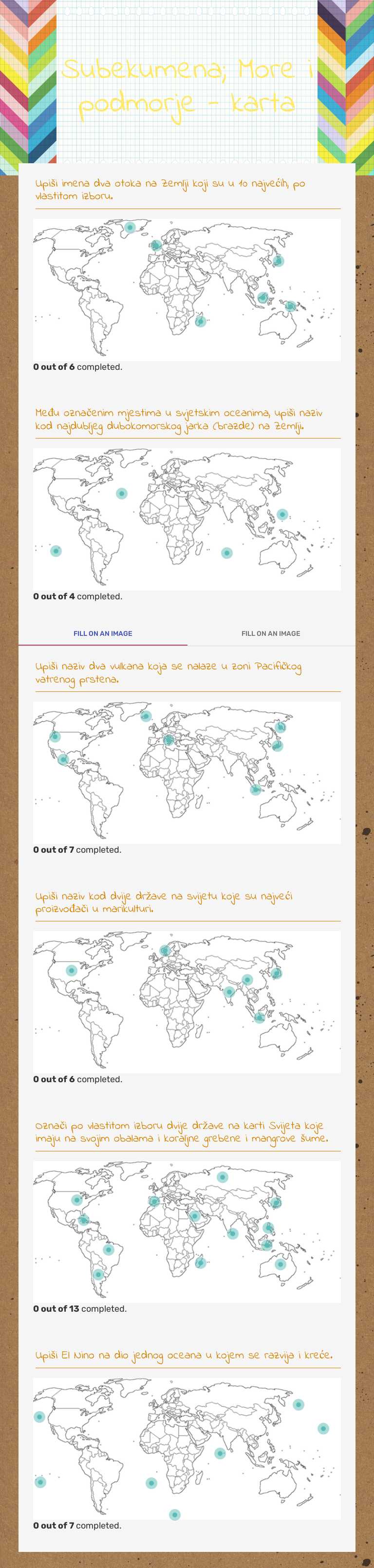 Subekumena; More i podmorje - karta Grade 10 worksheet preview