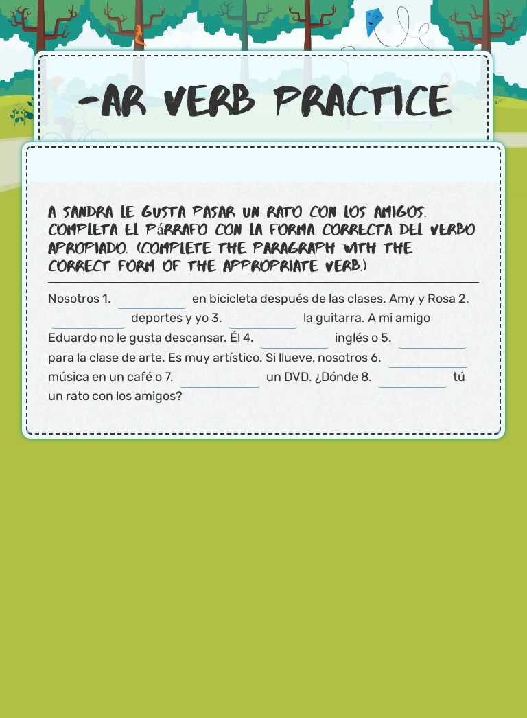 -ar verb practice worksheet preview image