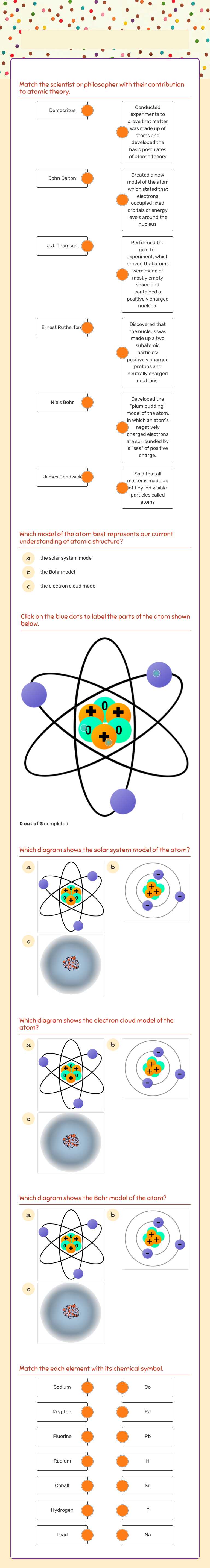 History of Atomic Theory worksheet preview image