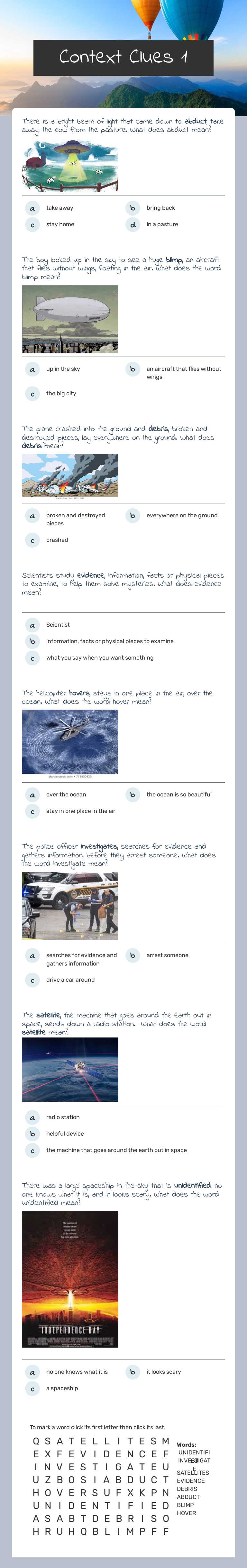 Context Clues 1 worksheet preview image