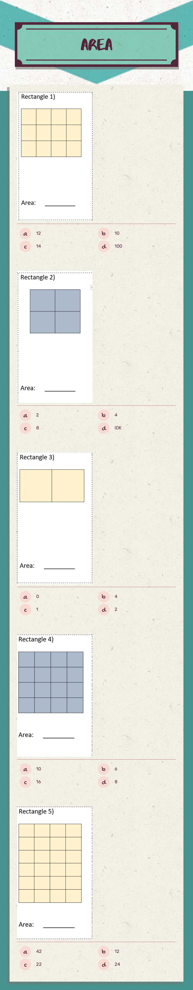 Area worksheet preview image