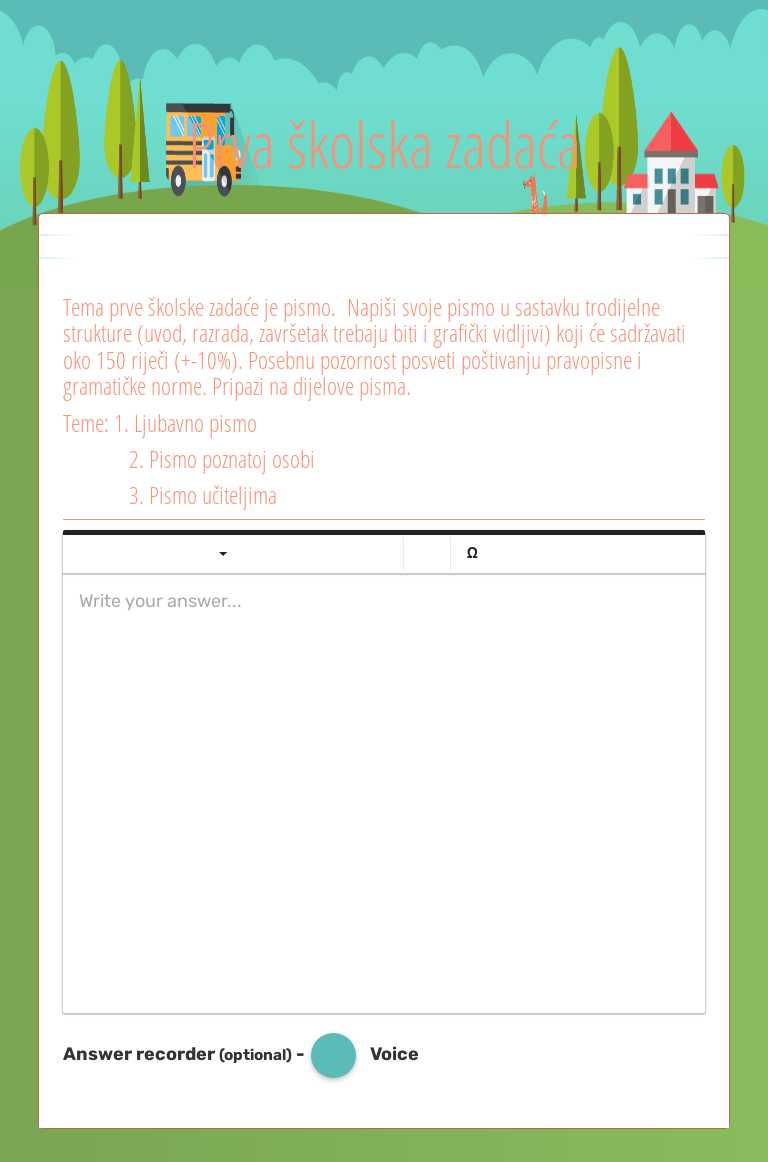 Prva školska zadaća worksheet preview image