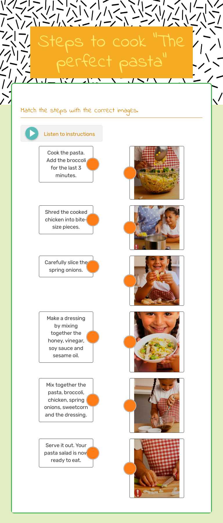 Steps to cook "The perfect pasta" worksheet preview