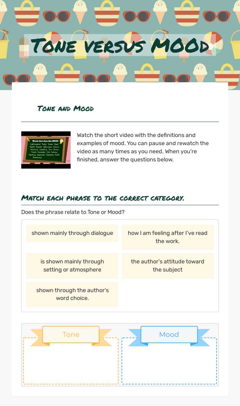 Tone versus MOOd worksheet preview image