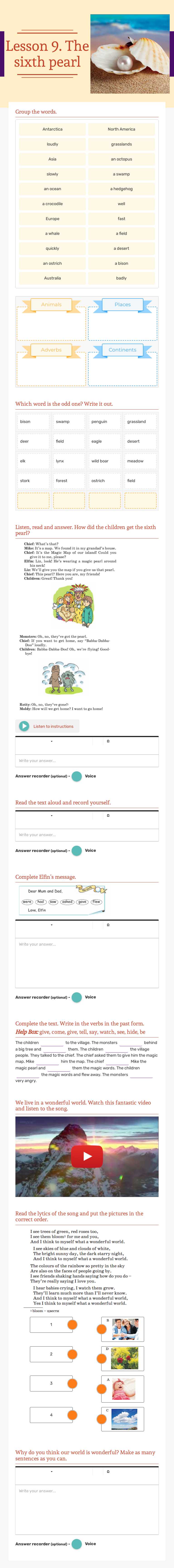 Lesson 9. The sixth pearl worksheet preview image