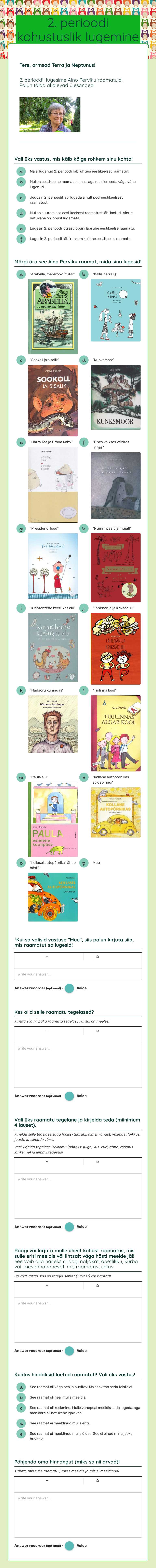 2. perioodi kohustuslik lugemine Grade 4 worksheet preview