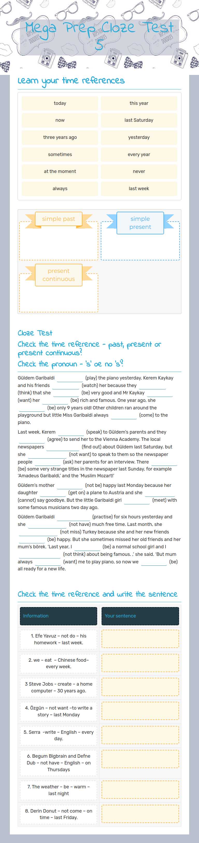 Mega Prep     
 Cloze Test 5 worksheet preview image